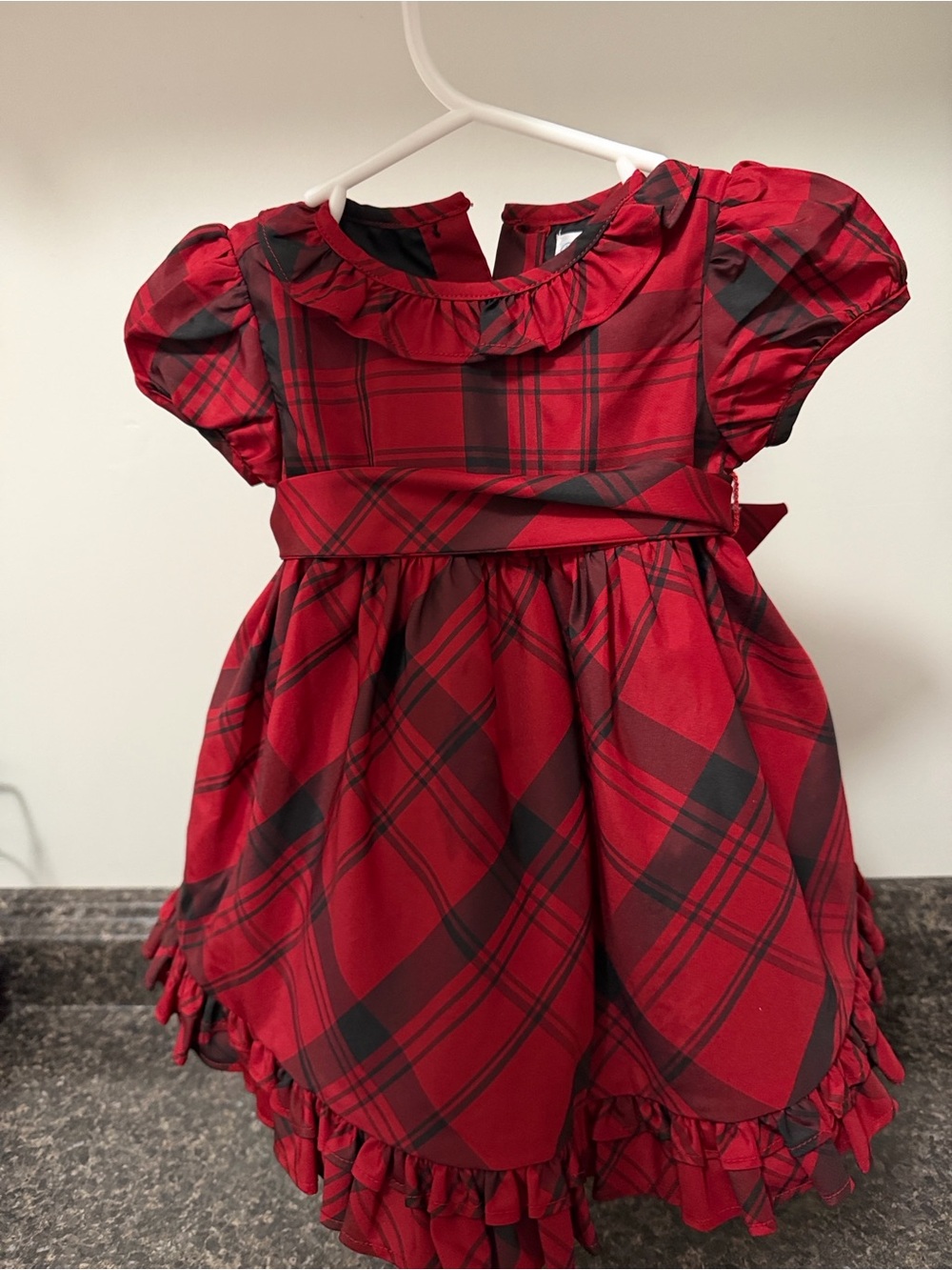 Ralph Lauren Red and Black Plaid Ruffled Holiday Dress